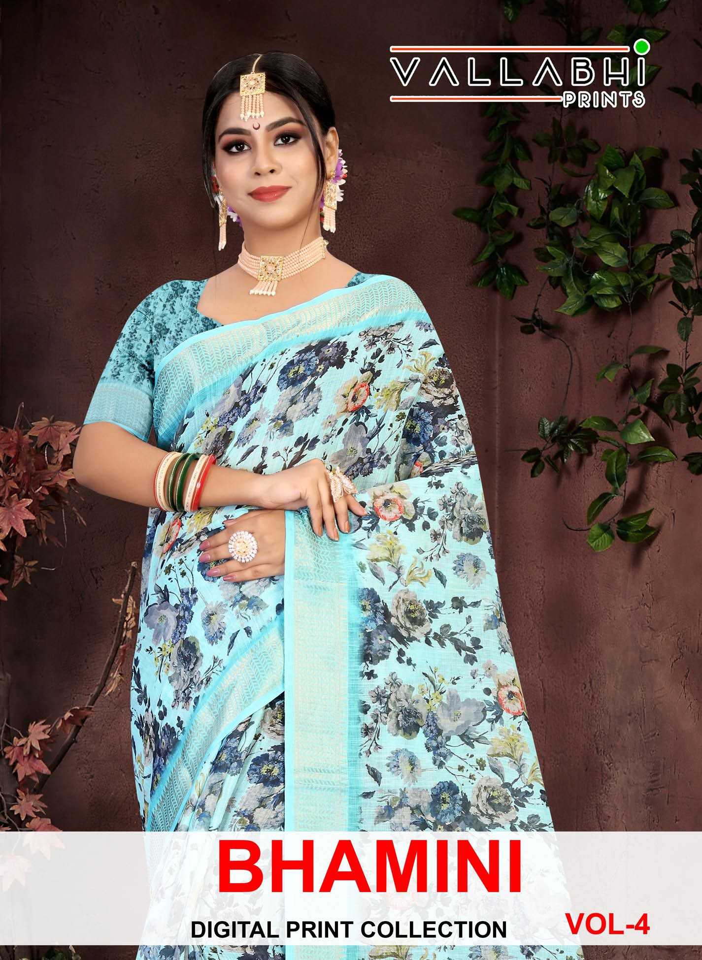 vallabhi prints bhamini vol 4 linen digital print sarees online trader
