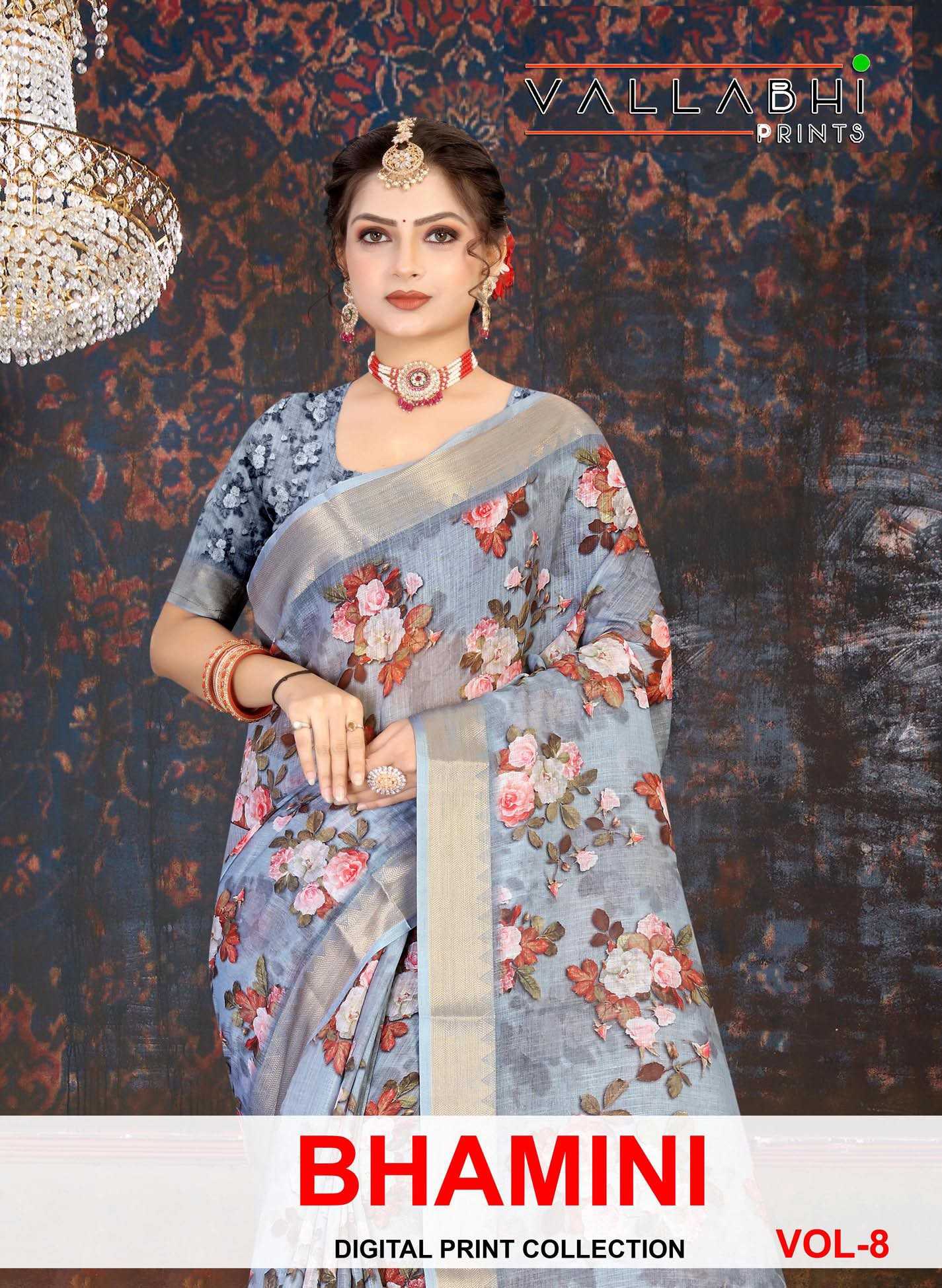 vallabhi prints bhamini vol 8 linen digital print sarees trader