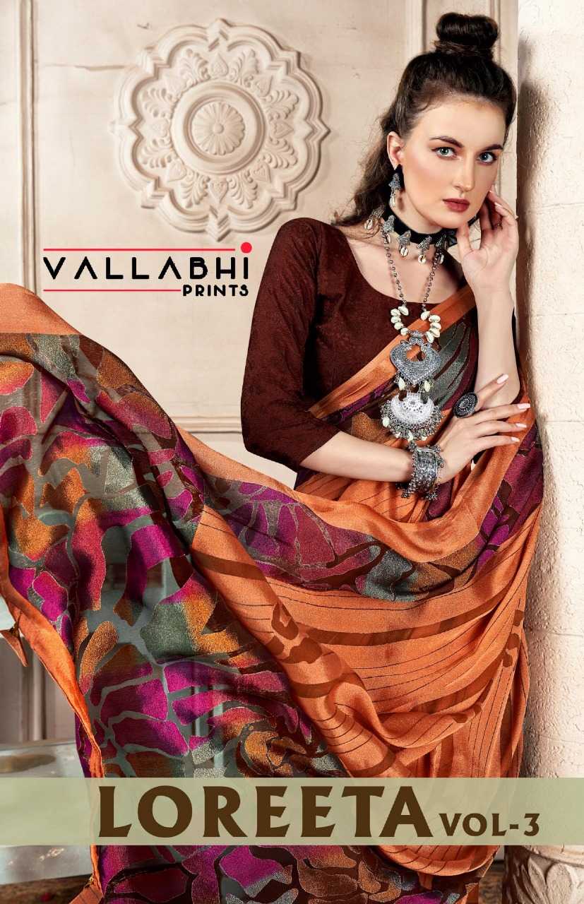 vallabhi prints loreeta vol 3 fancy georgette art silk sarees