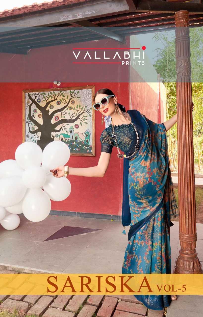vallabhi prints sariska vol 5 georgette comfy to wear sarees catalog