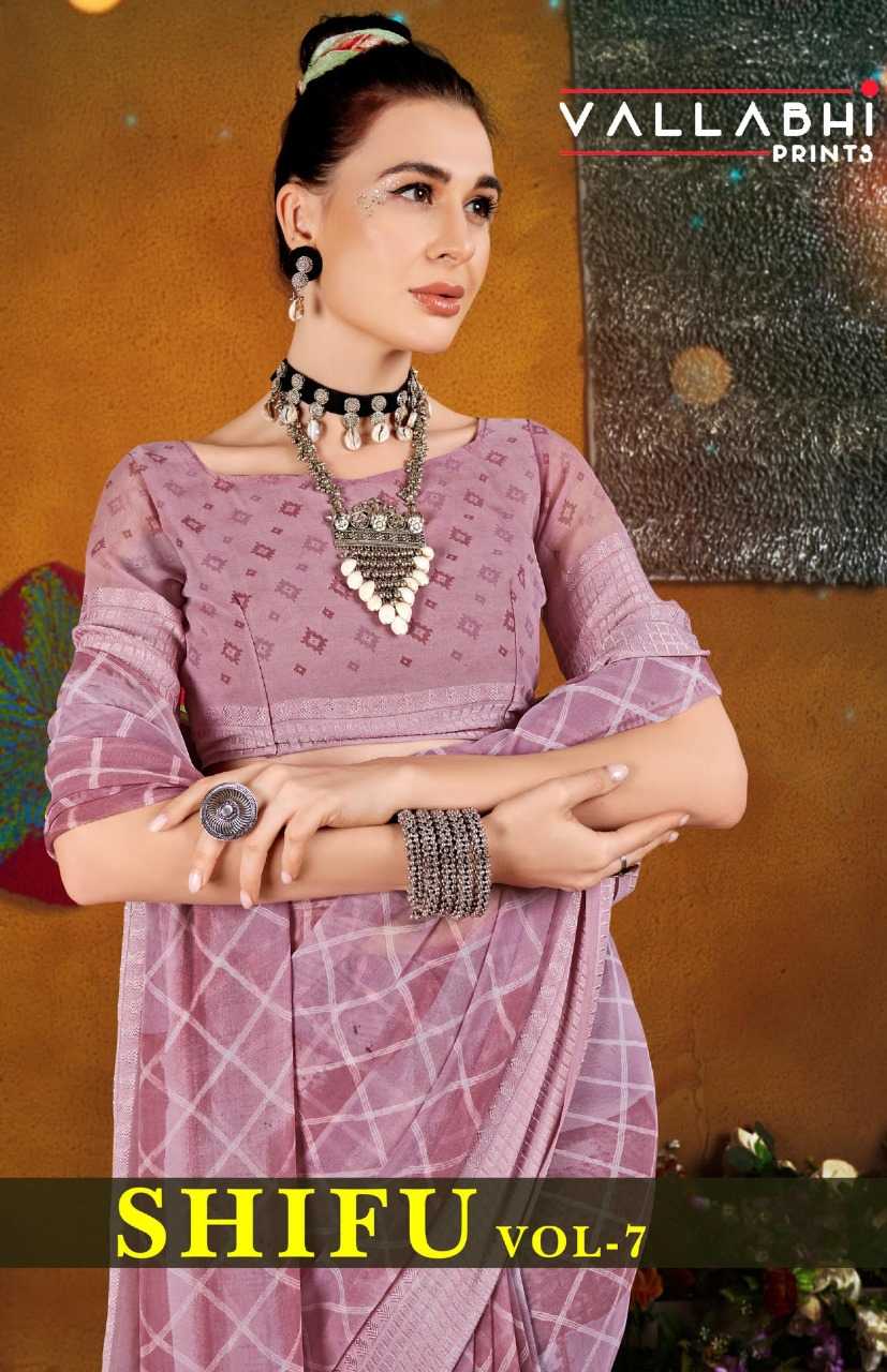 vallabhi prints shifu vol 7 georgette comfy to wear sarees catalog