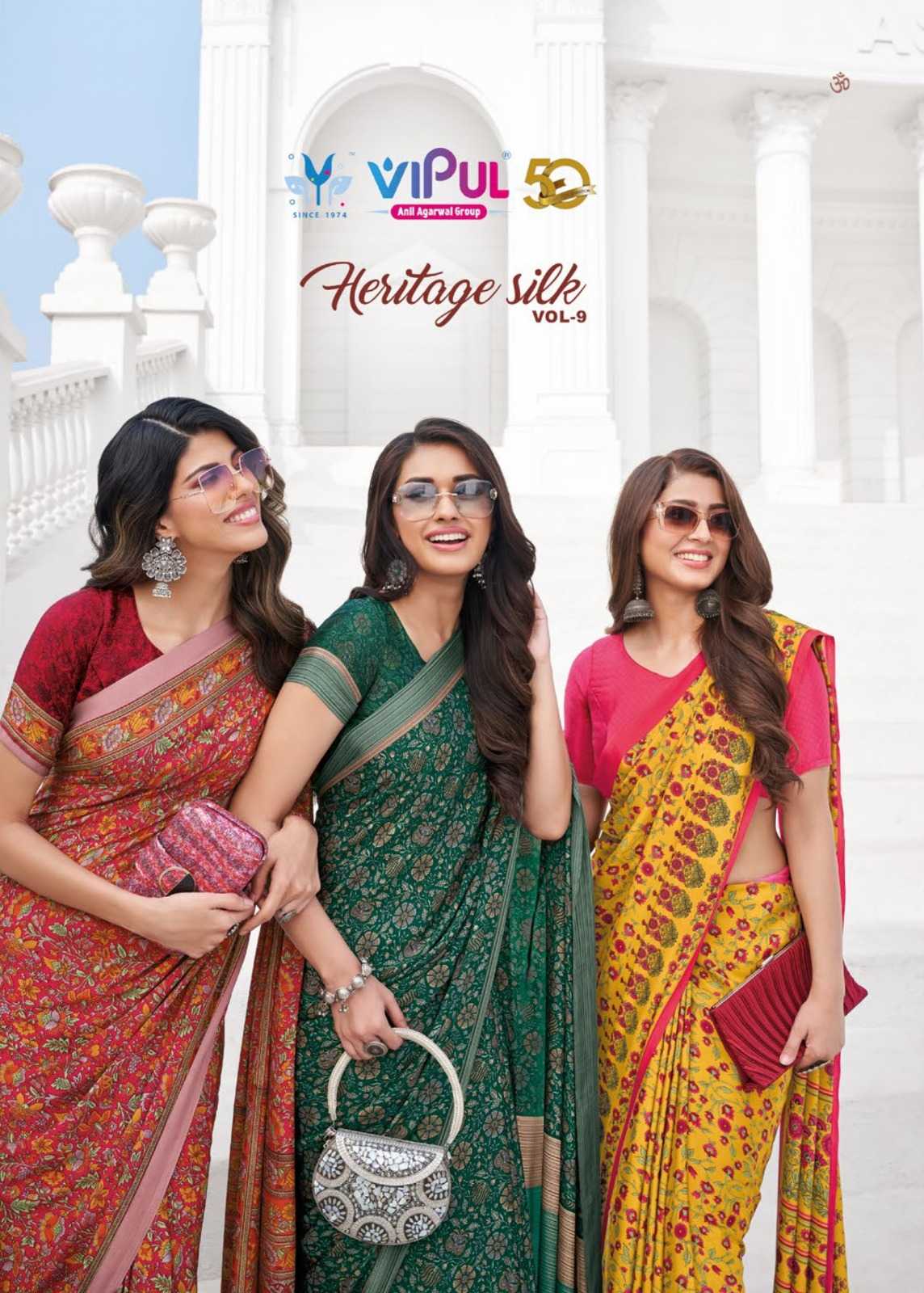 vipul fashion heritage silk vol 9 adorable fancy sarees catalog