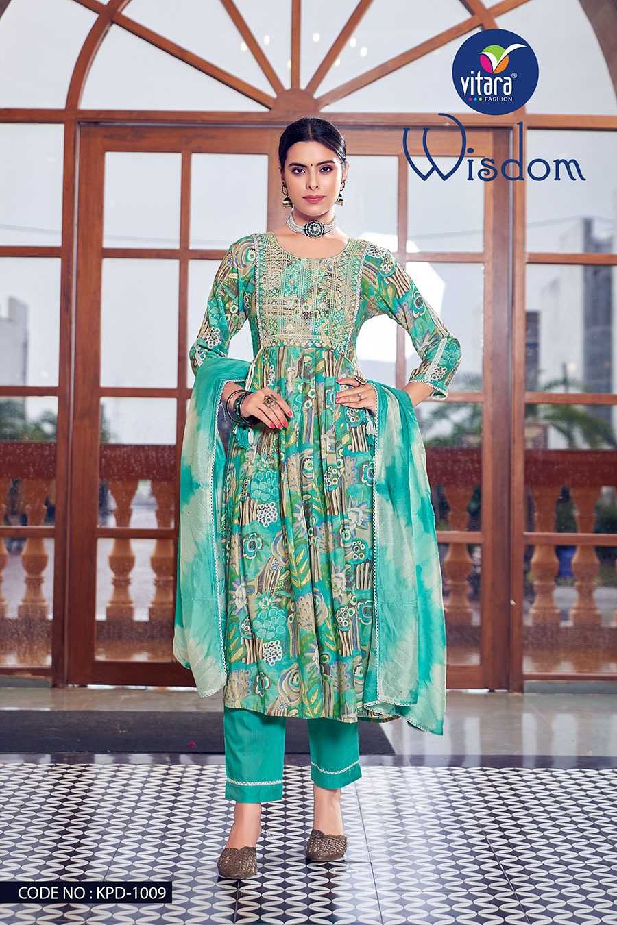 vitara fashion wisdom fancy flair kurti with pant and dupatta combo set