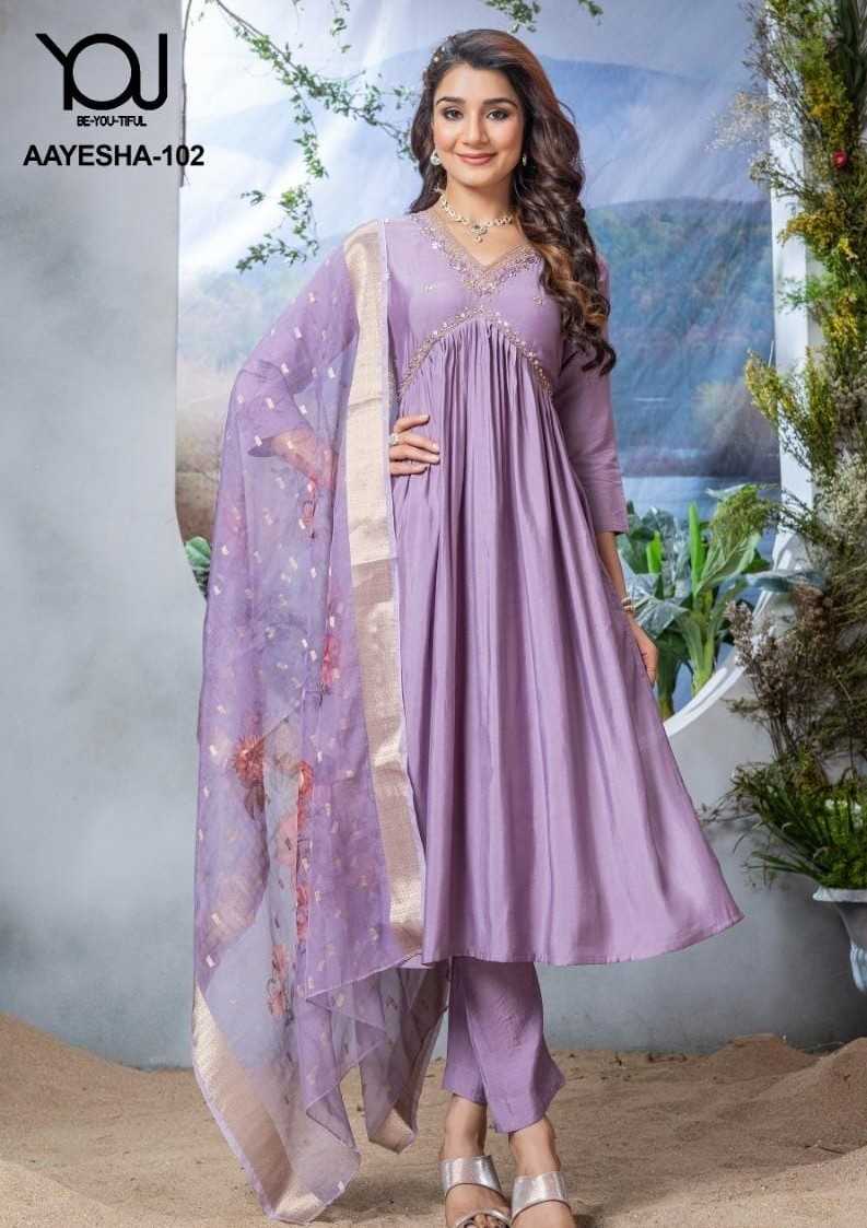wanna you aayesha fullstitch alia cut elegant kurti bottom dupatta combo set in plus size