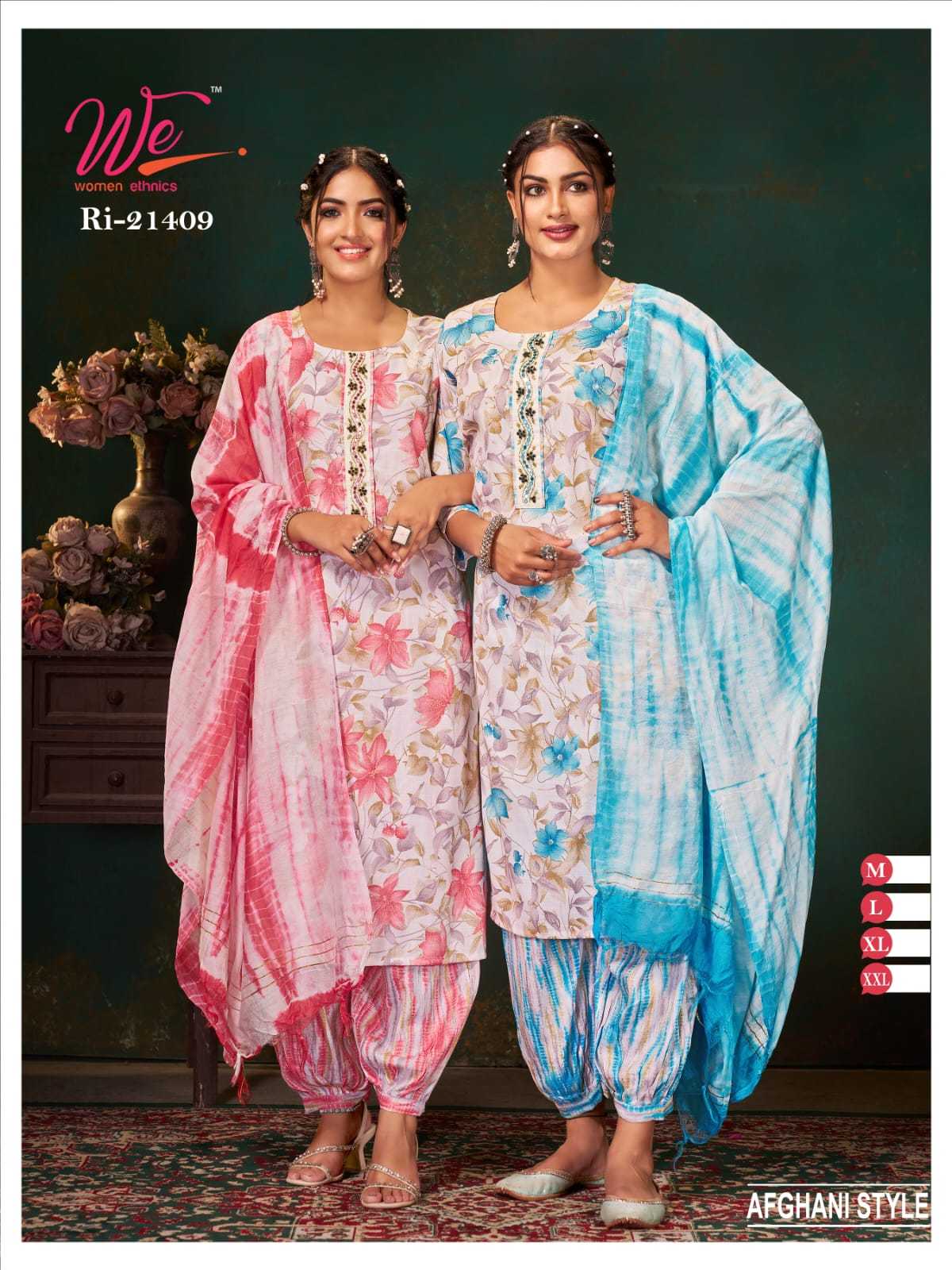 we women 21409 readymade top with afghani style bottom and dupatta combo set