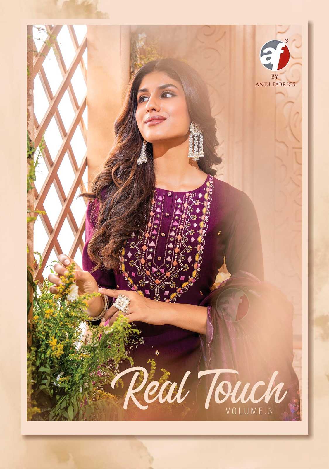 anju fab real touch vol 3 readymade festive wear kurti pant dupatta 