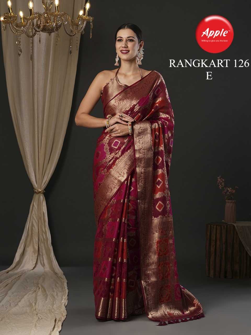 apple sarees rangkart vol 126 amazing collection organza function wear sarees