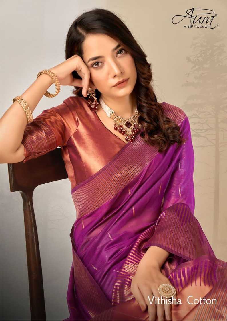 aura sarees vithisha 81081-81086 cotton elegant sarees supplier