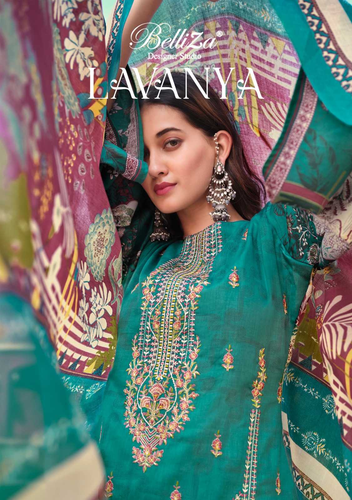 belliza lavanya pakistani cotton digital print unstitch top bottom with mum mul dupatta