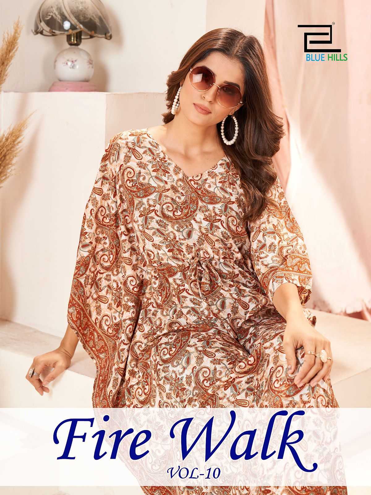 blue hills fire walk vol 10 stitched crape beautiful kaftan