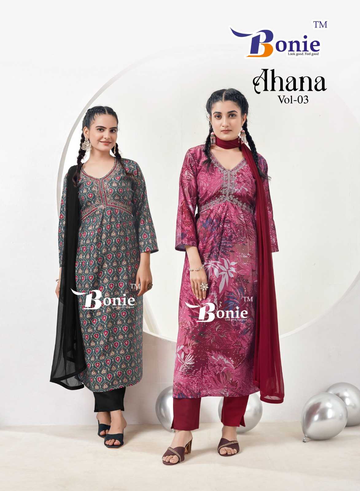 bonie ahana vol 3 readymade alia cut kurti pant dupatta 