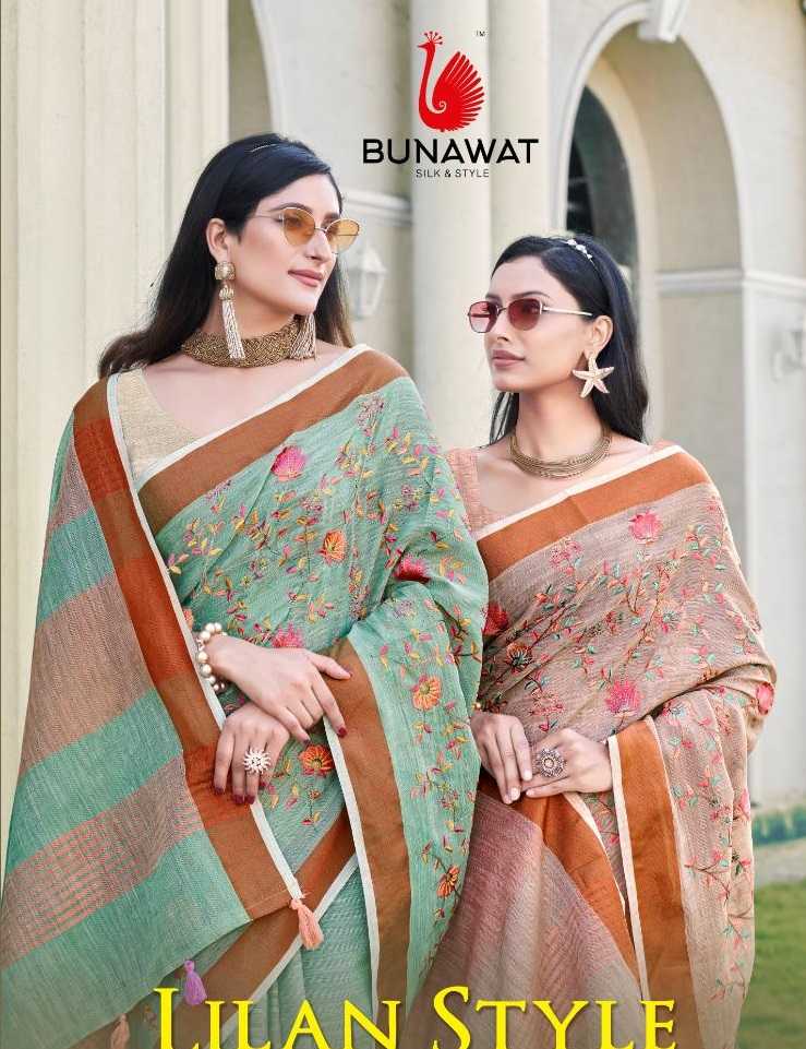 bunawat lilan style designer linen saris wholesaler