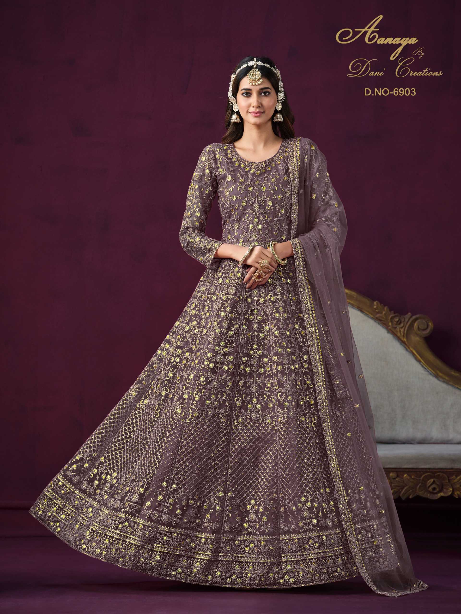 dani creation aanaya vol 169 wedding wear unstitch long gown bottom dupatta set