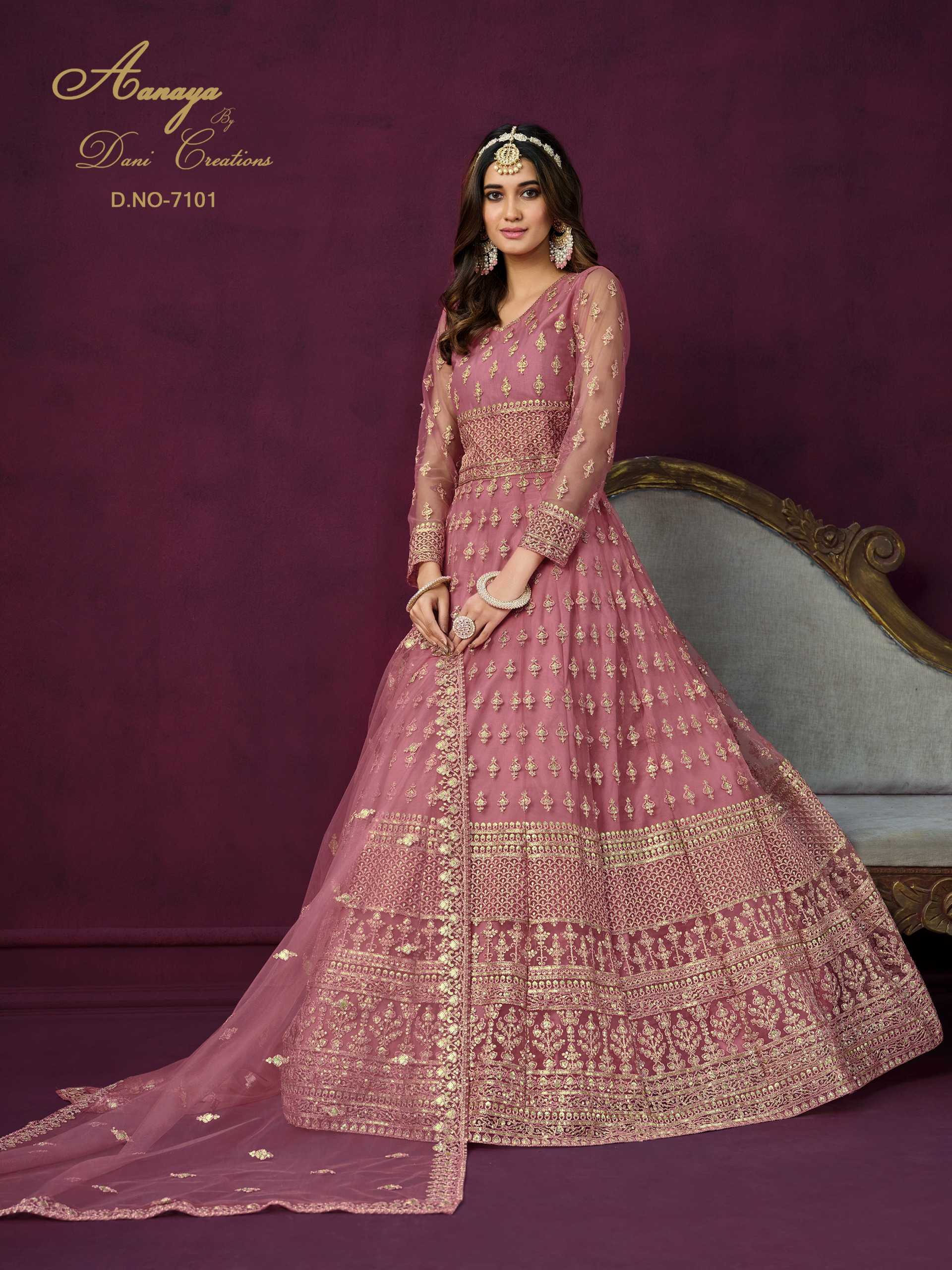 dani creation aanaya vol 171 designer wedding wear unstitch long gown dupatta set