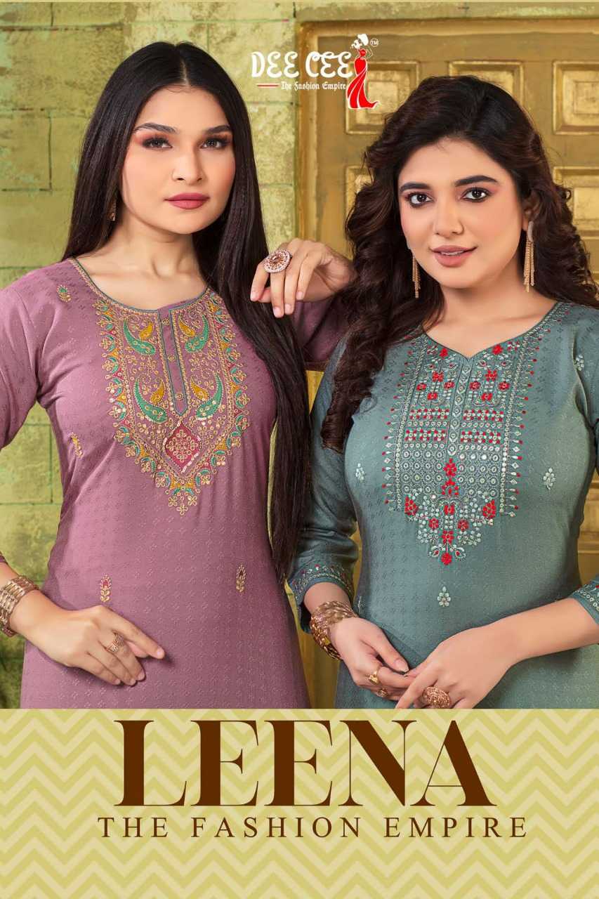 dee cee leena fullstitch fancy straight kurtis