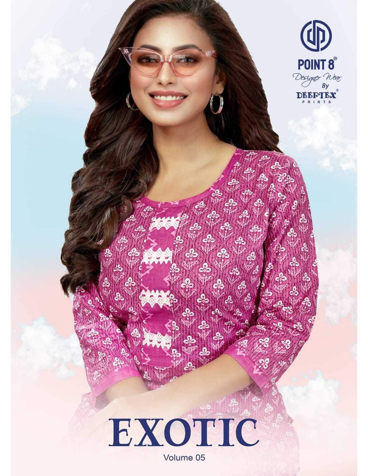 deeptex point 8 exotic vol 5 readymade casual wear cotton kurti pant in plus size