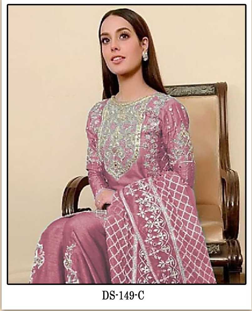 dinsaa 149 c pakistani organza embroidery fancy unstitch salwar kameez single design