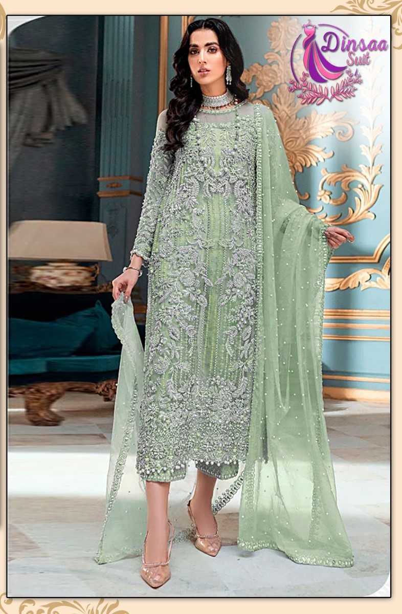 dinsaa 178 d designer unstitch single pakistani dress material