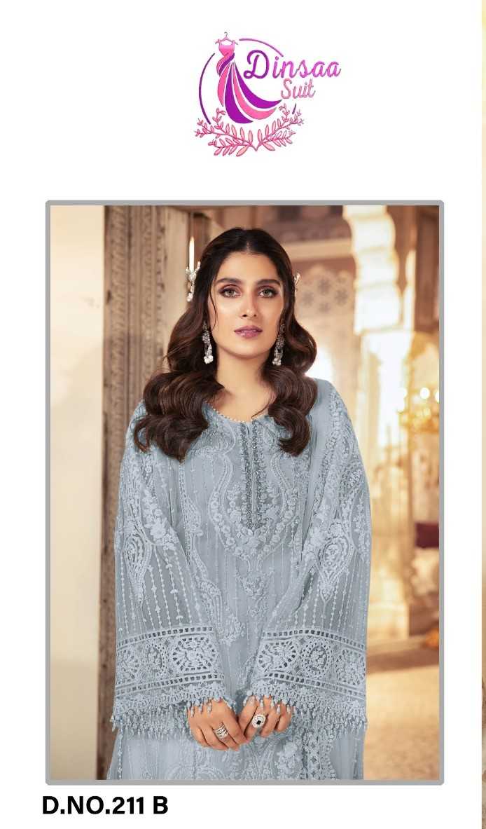 dinsaa 211 b pakistani designer dress material single suit