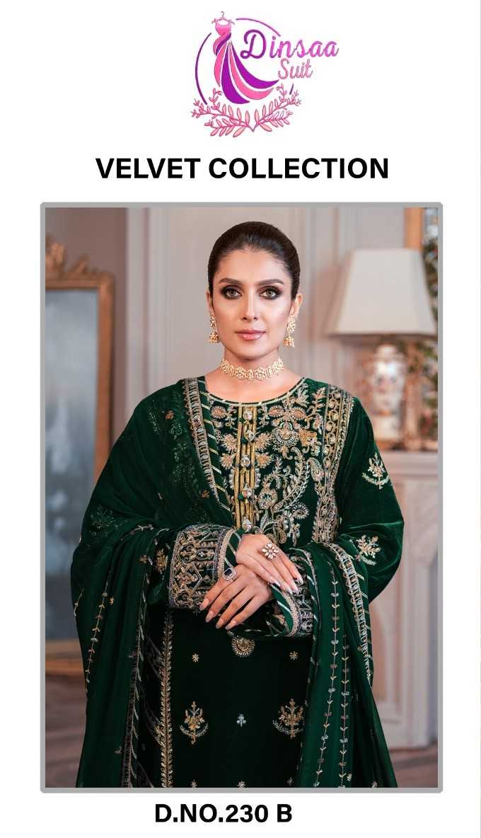 dinsaa 230 b colours designer velvet pakistani suits winter wear single design