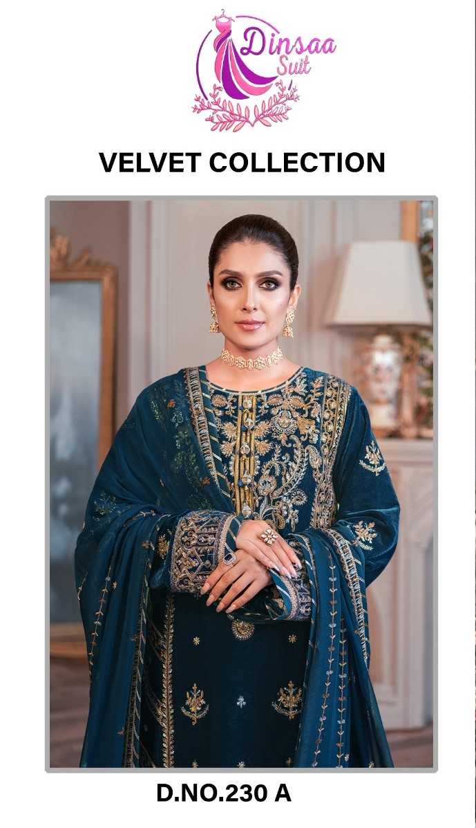 dinsaa 230  colours a designer velvet pakistani suits winter wear single design