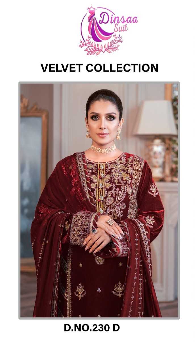 dinsaa 230 d colours designer velvet pakistani suits winter wear single design