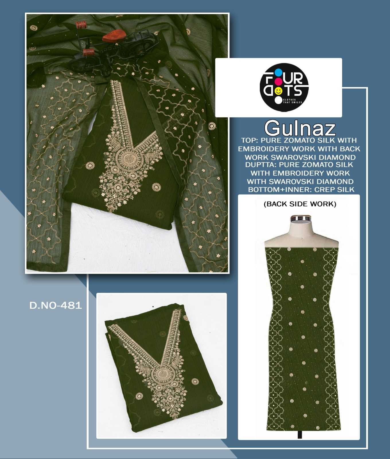 fourdots gulnaz designer festive wear drees material