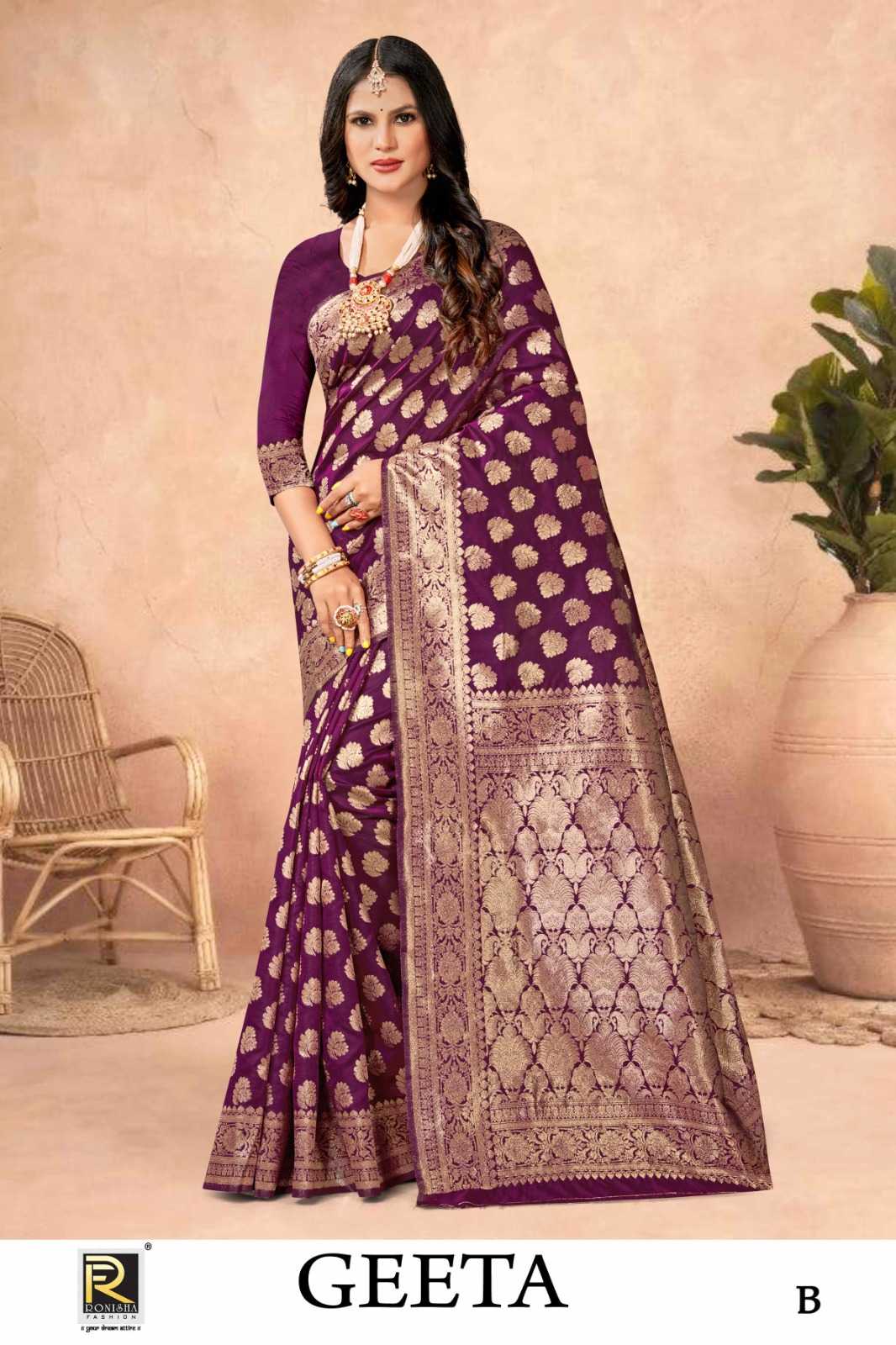 GEETA  BY RANJNA SAREE BANARASI SILK PREMIUM FABRICS SUPER HIT COLLECTION SAREES