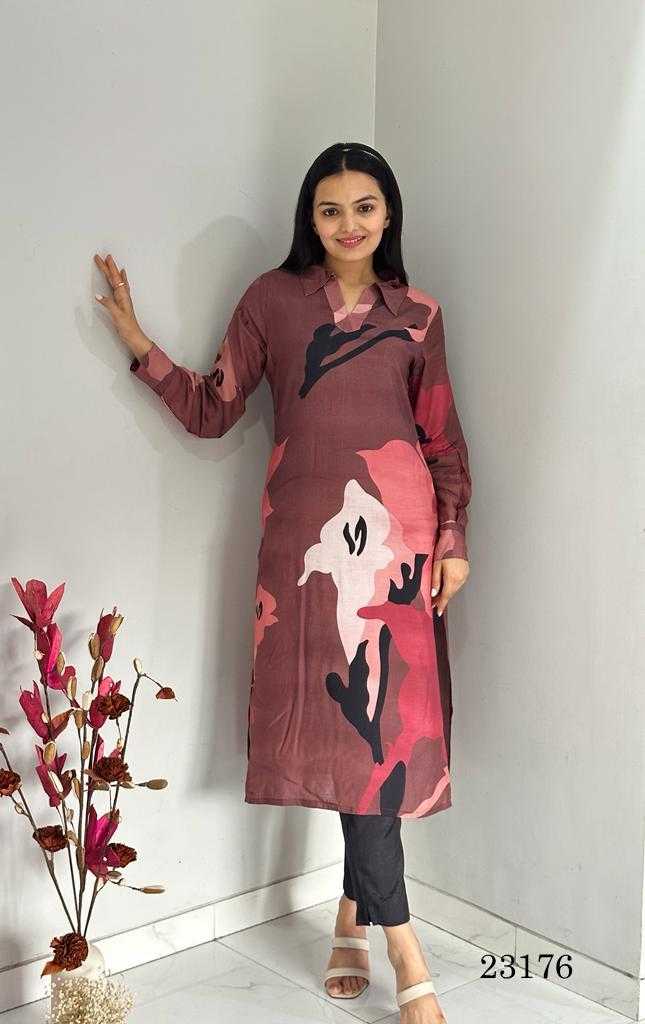 indira apparel 23176 beautiful comfy wear readymade kurti pant combo set