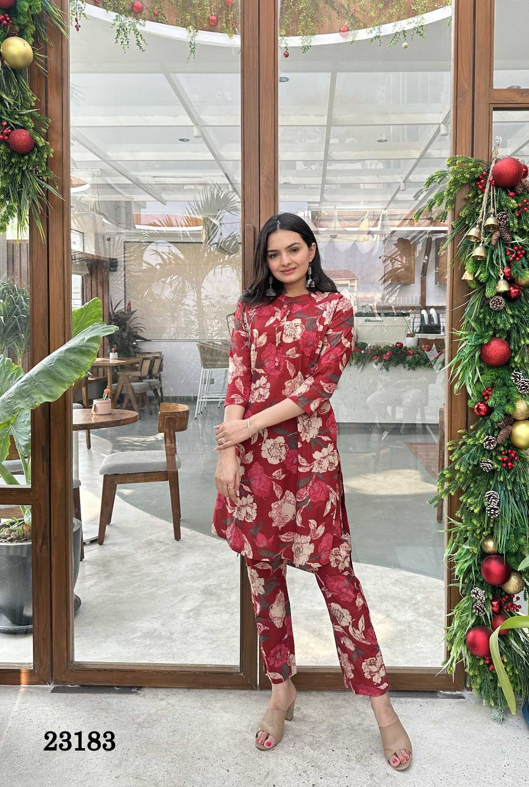 indira apparel 23183 fullstitch comfy wear cotton kurti pant combo set