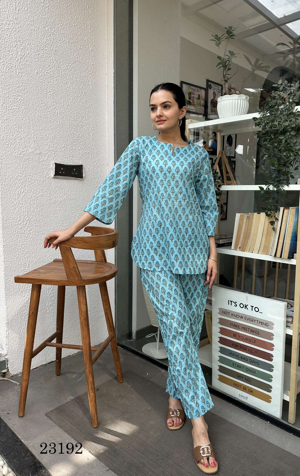 indira apparel 23192 comfy wear readymade cotton kurti pant combo set