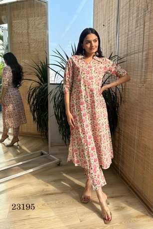 indira apparel 23195 fullstitch a line kurti pant combo set
