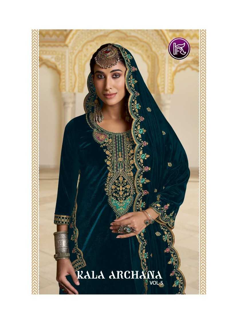 kala archana vol 5 designer embroidery velvet wedding wear dress material