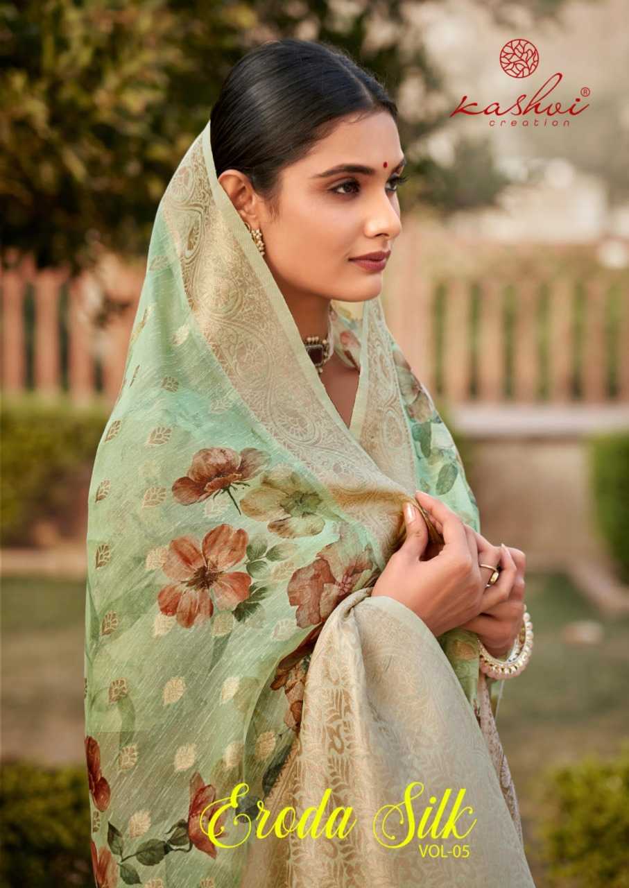 kashvi creation erode silk vol 5 fancy digital print sarees
