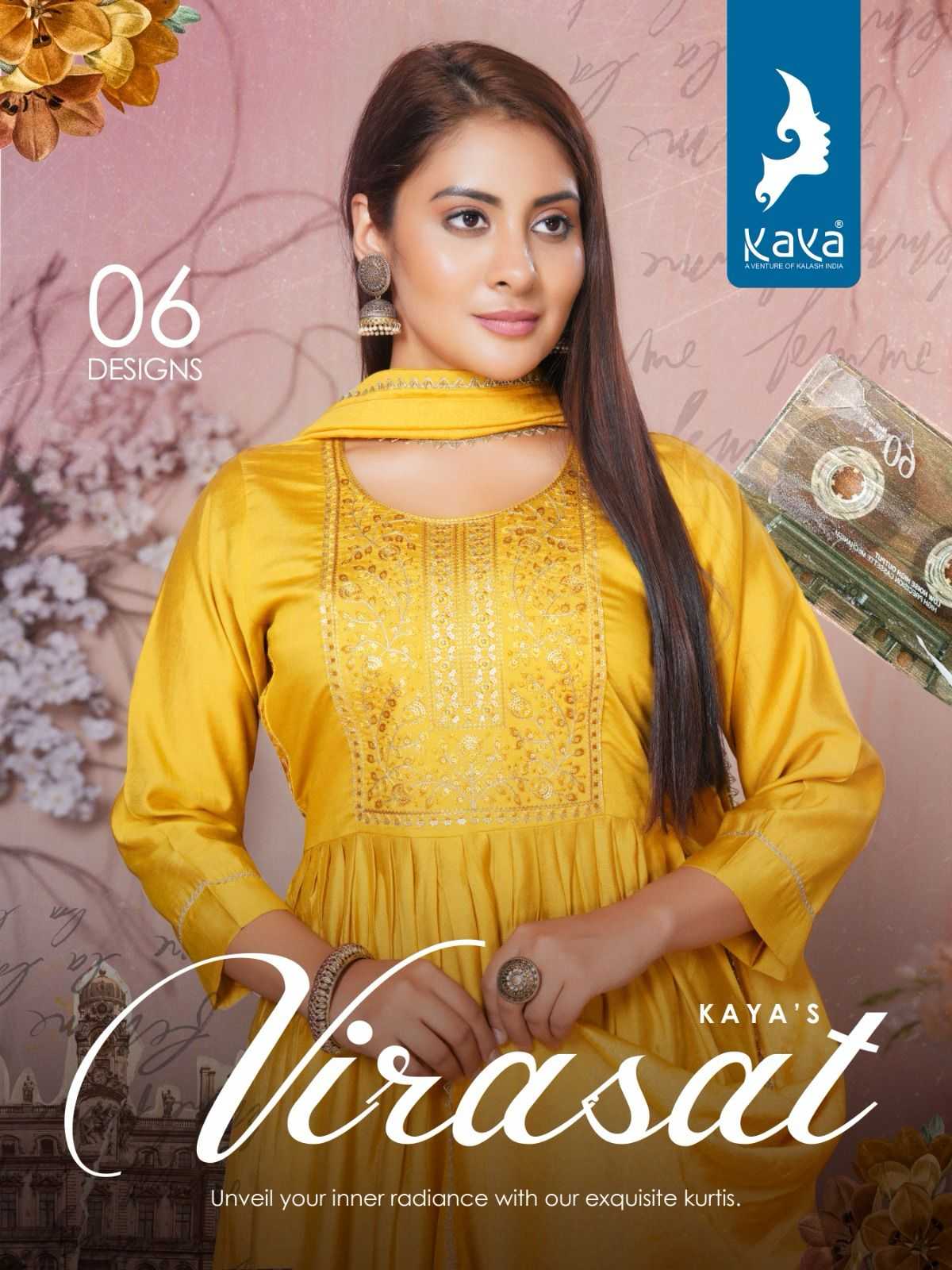 kaya virasat readymade nayra cut style elegant kurti pant dupatta in plus size