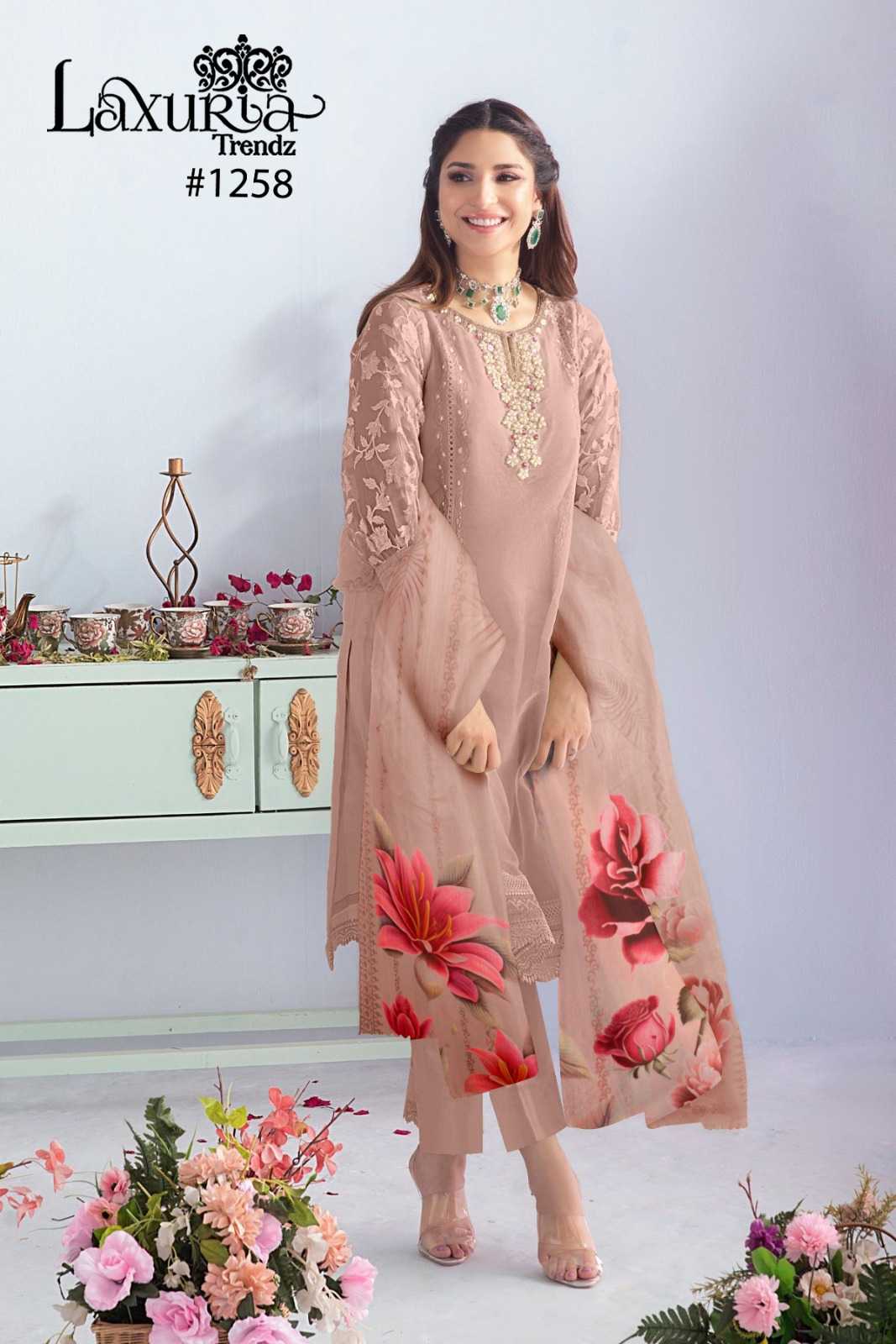 laxuria 1258 new colours designer readymade pakistani kurti pant dupatta 