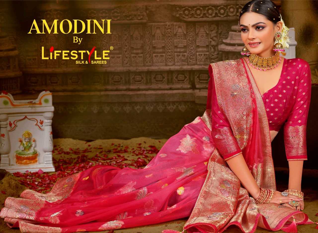 lifestyle amodini vol 1 24251-24254 wedding wear designer nylon organza sarees supplier