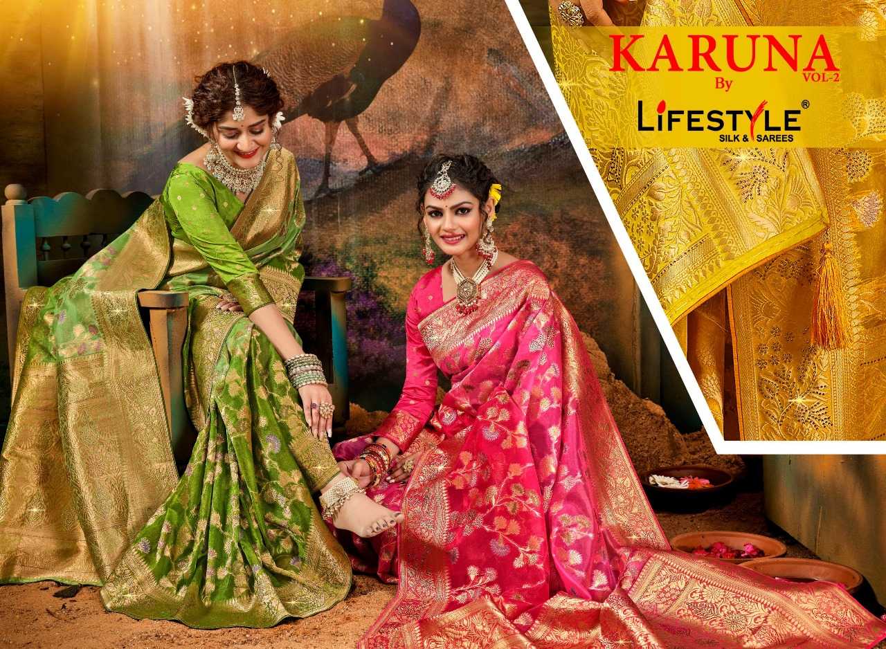 lifestyle karuna vol 2 24891-24894 designer festive wear sarees catalog