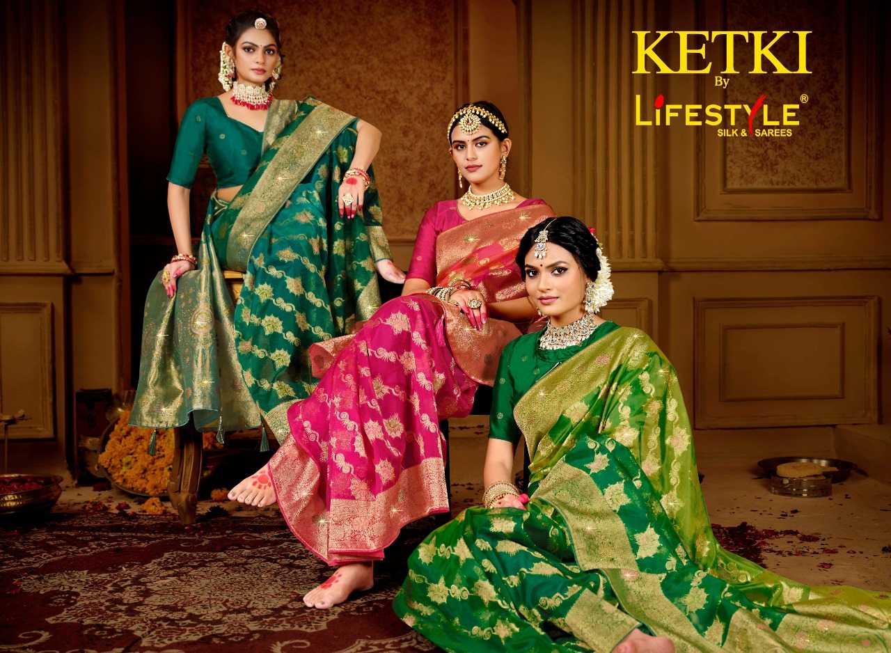 lifestyle ketki vol 1 25171-25174 designer function wear nylon organza sarees
