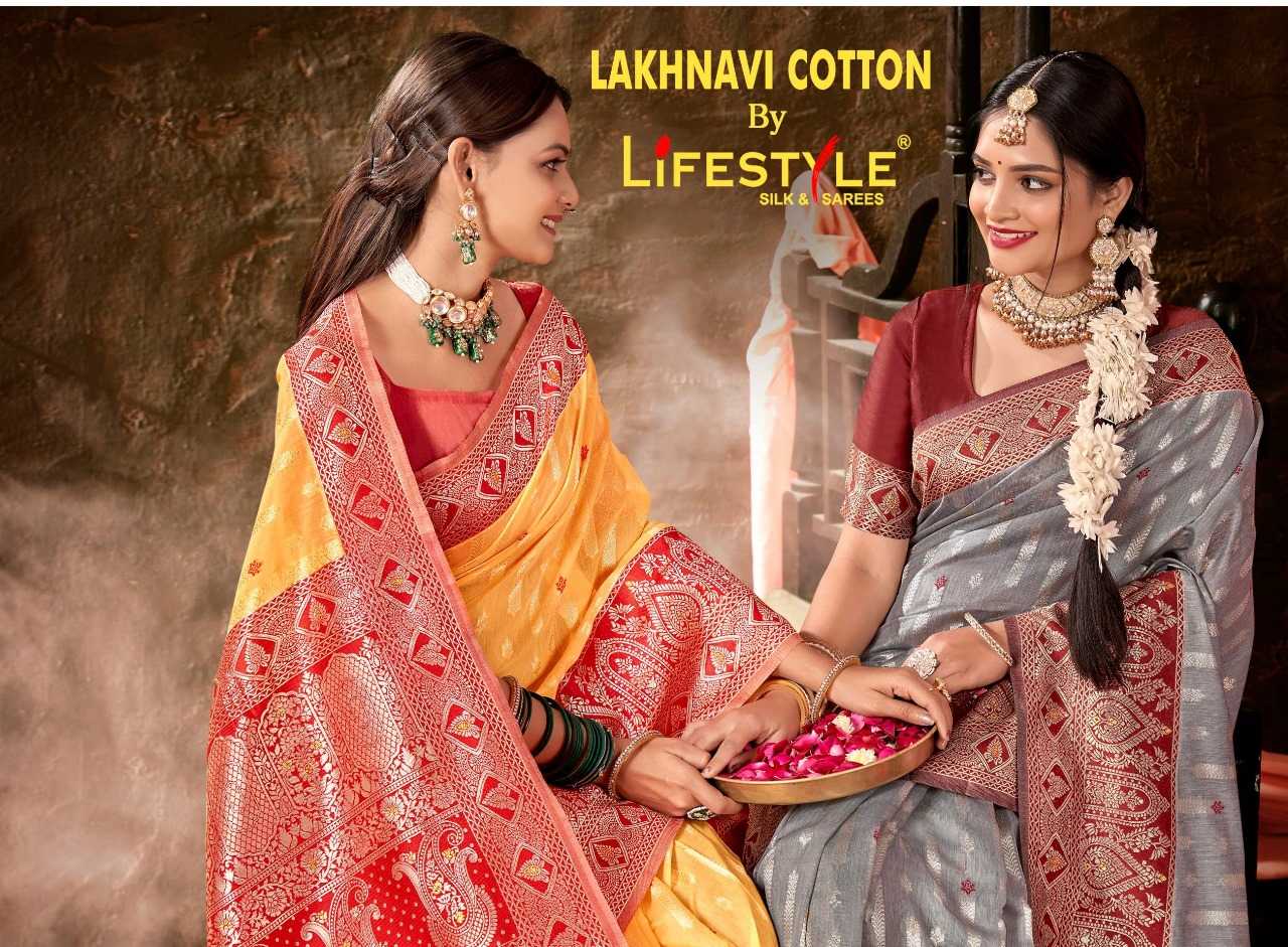 lifestyle lakhnavi cotton vol 1 festive wear sarees
