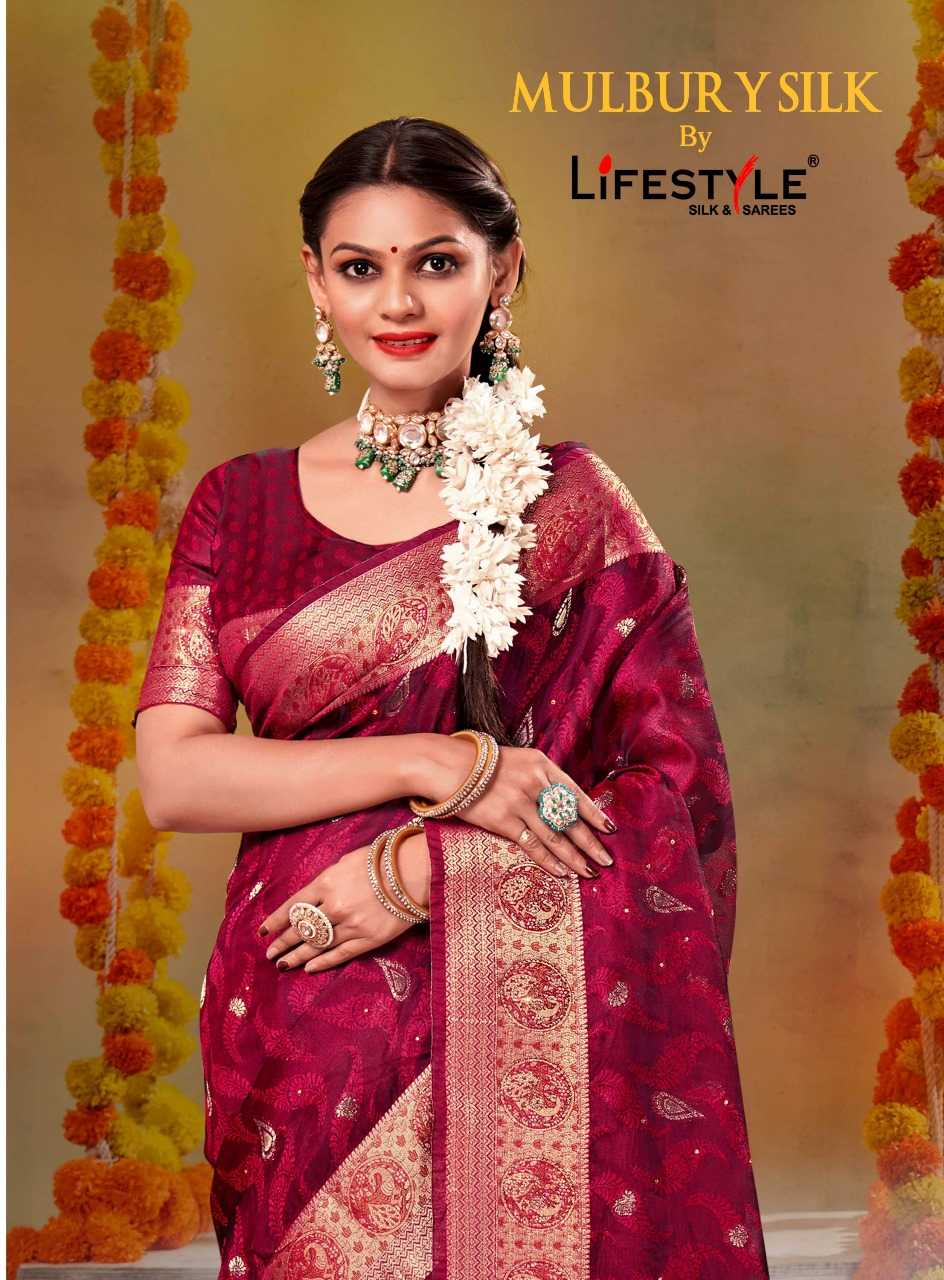 lifestyle mulbury silk fancy function wear beautiful saree