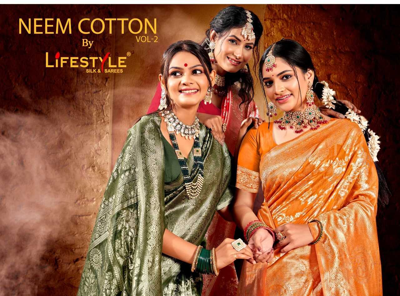 lifestyle neem cotton vol 2 beautiful traditional wear sarees