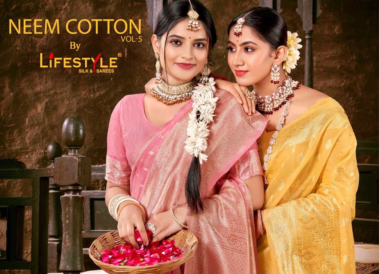 lifestyle neem cotton vol 5 22881-22884 fancy sarees supplier