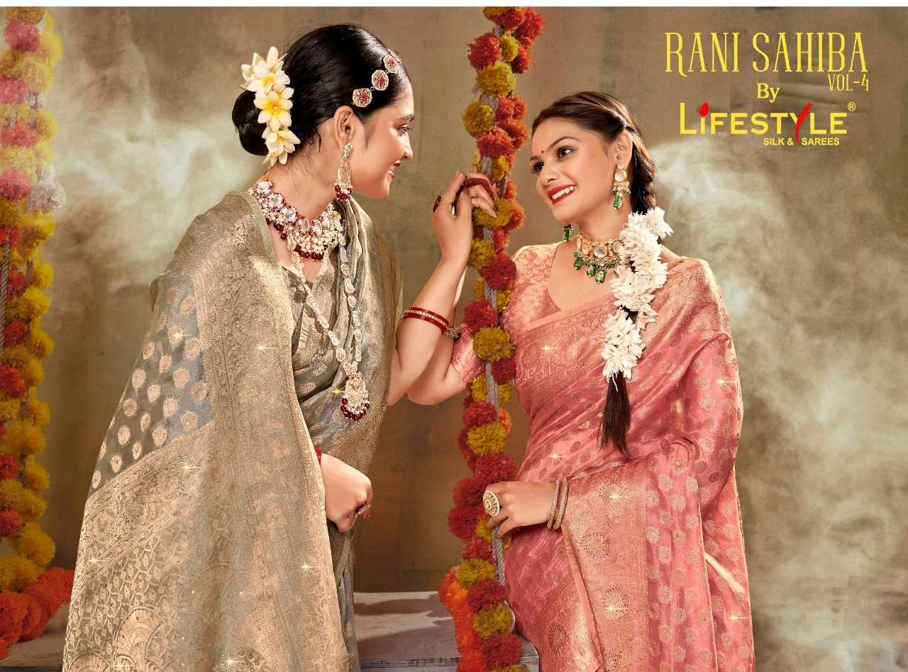 lifestyle rani sahiba vol 4 22691-22694 function wear elegant sarees