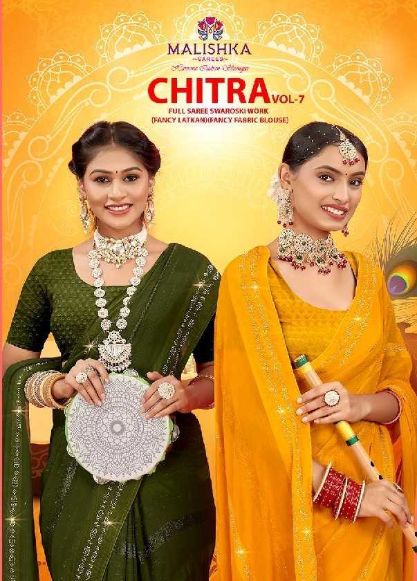 malishka sarees chitra vol 7 regular wear weightless sarees wholesaler