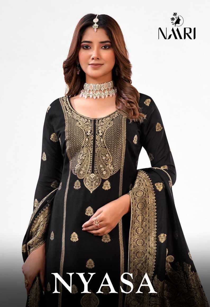 naari nyasa designer festive wear elegant viscose jacquard unstitch suit