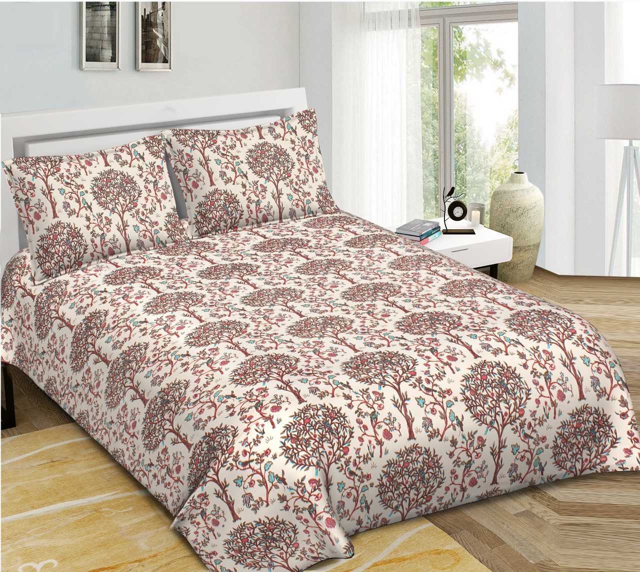 pr anokhi comfy cotton bedsheet with two zip pillow cover