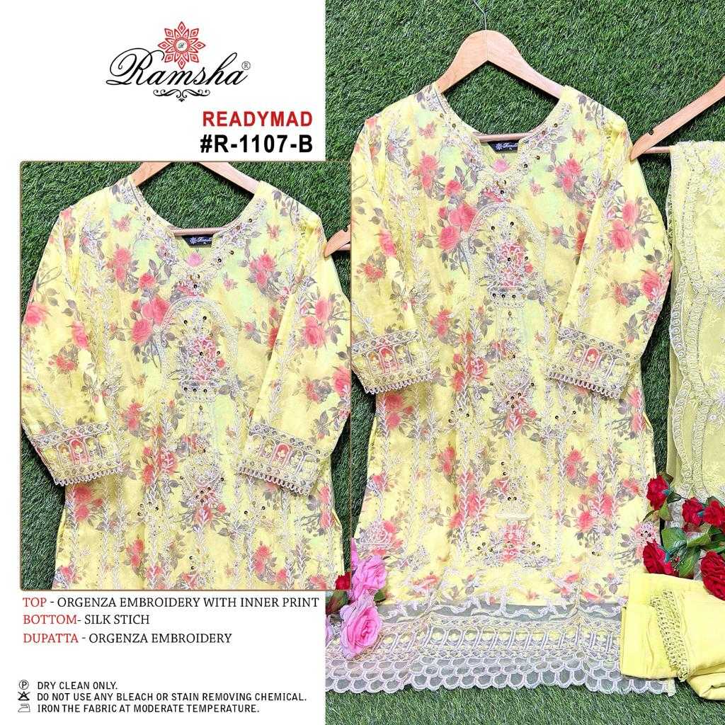 ramsha 1107 pakistani fullstitch organza embroidery kurti pant dupatta 