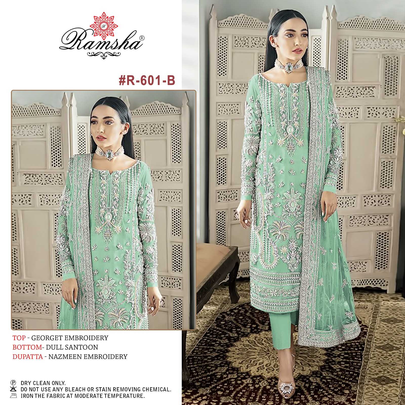 ramsha 601 nx pakistani designer georgette unstitch suit