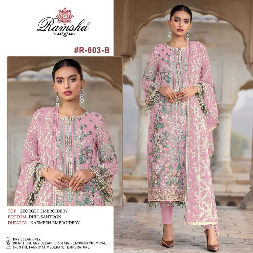 ramsha 603 nx pakistani georgette embroidery dress material